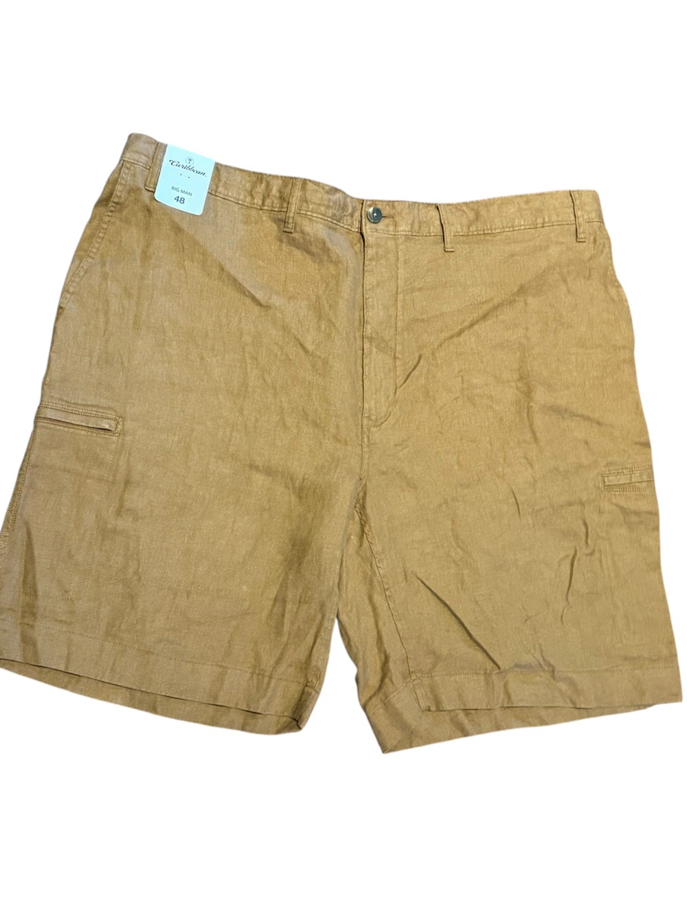 Caribbean Men's Size 48 x 10 Golden Brown Linen Shorts NWT